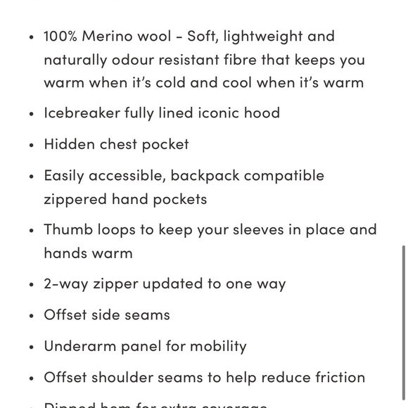 Icebreaker Men's Merino 260 Quantum Long Sleeve 2 way Zip Hoodie great for sprin - Picture 17 of 17